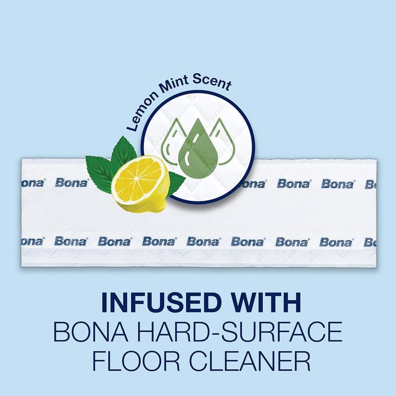 BonaÂ® Disposable Wet Cleaning Pads for Hard-Surface Floors, Lemon Mint Scent 12 Count (Pack of 1) - Image 2