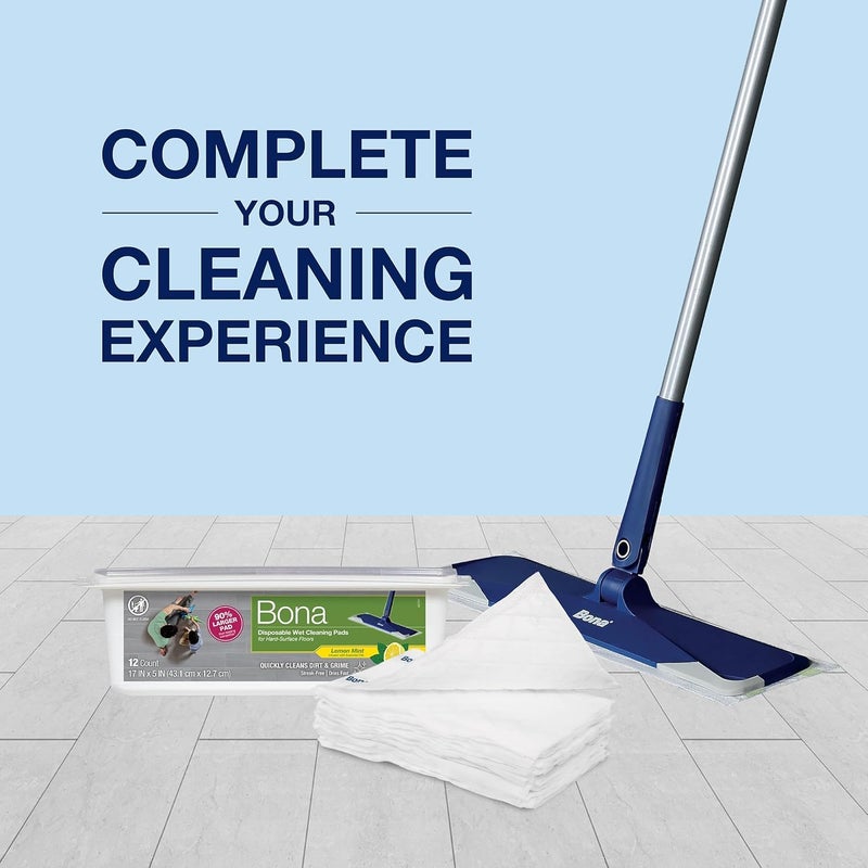 BonaÂ® Disposable Wet Cleaning Pads for Hard-Surface Floors, Lemon Mint Scent 12 Count (Pack of 1) - Image 4