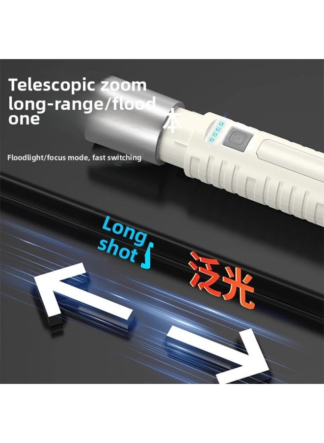 LED White Laser Flashlight Multi-function COB Side Light Digital Electric Display Flashlight Telescopic Zoom Long-shot Flashlight-Color:S69: Flashlight + Data Cable + Box  - Image 5
