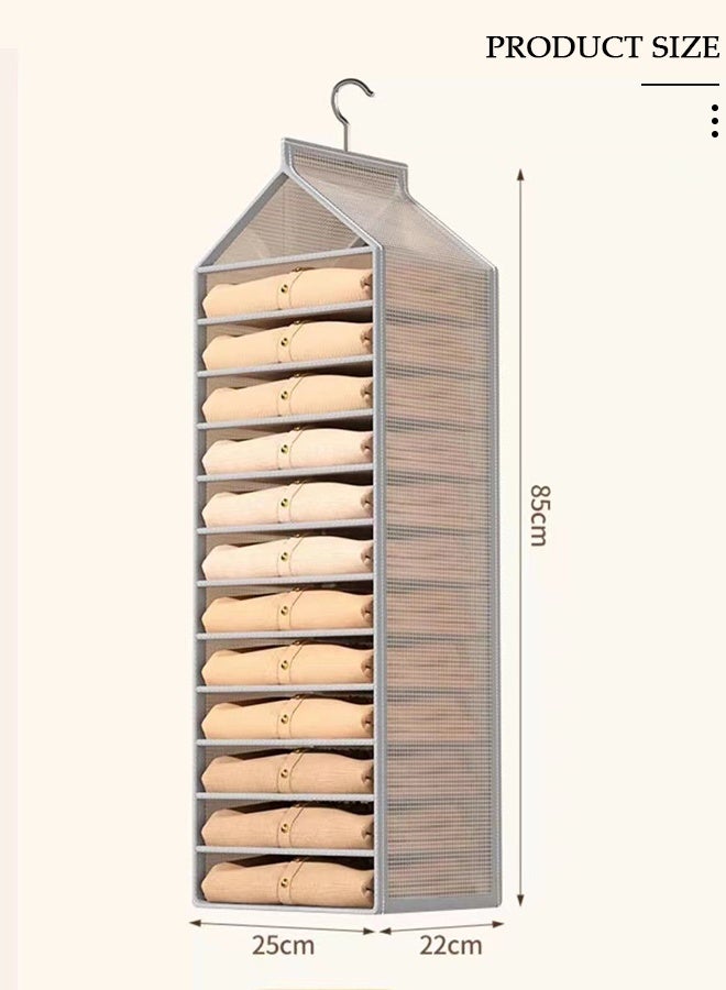 DUNISO 3 PCS 12 Tier Hanging Closet Shelves, Hanging Closet Organizer for Clothes, Socks & Hats, Hanging Shelves with Waterproof PVC & Stainless Steel Hooks, Storage Organizer for Bedroom - Image 2