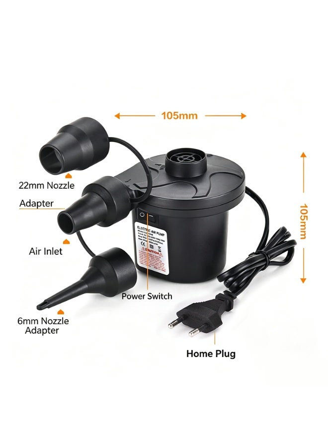 Electric Air Pump, 220V AC 50W Quick-Fill Inflator Deflator with 3 Nozzles, Portable Electric Pump for Air Mattress, Pool Floats, Swimming Ring, Inflatable Toys, Vacuum Storage Bags - Image 3