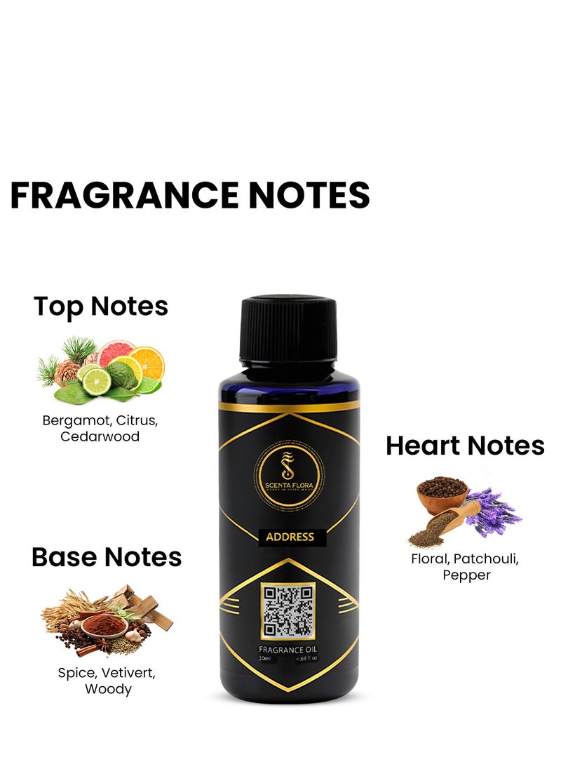 Scenta Flora - ADDRESS - Diffuser Aroma Oil - Uplifting, Earthy, and Warm Fragrance for Scent Diffusers - Aromatherapy (50 ml) - Image 1