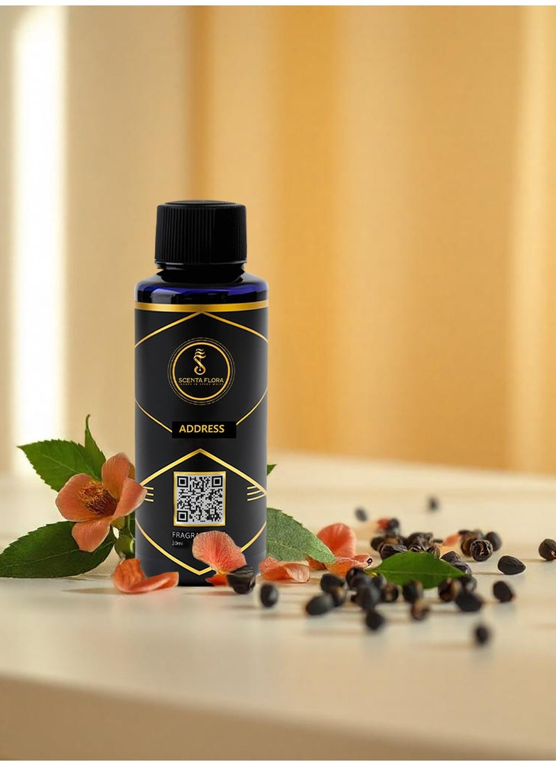 Scenta Flora - ADDRESS - Diffuser Aroma Oil - Uplifting, Earthy, and Warm Fragrance for Scent Diffusers - Aromatherapy (50 ml) - Image 1