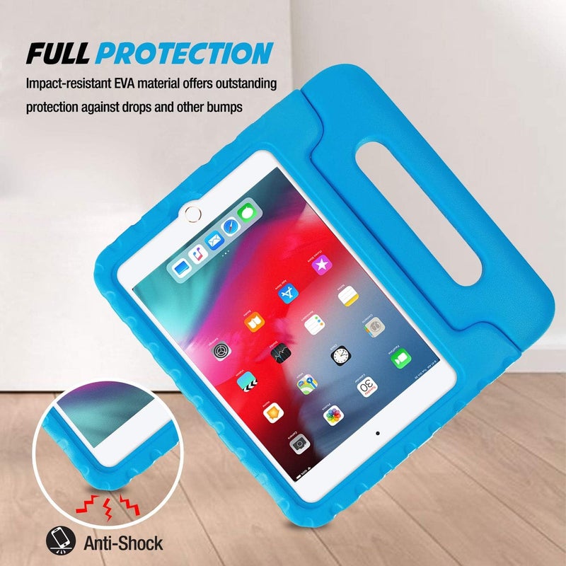 برو كيسيز جراب أطفال لجهاز iPad Mini 5 2019 / Mini 4 2015، جراب مقاوم للصدمات قابل للتحويل مع حامل خفيف الوزن مناسب للأطفال، جراب فائق الحماية لجهاز Apple iPad Mini 5th Gen 2019 / iPad Mini 4 - أزرق - Image 3