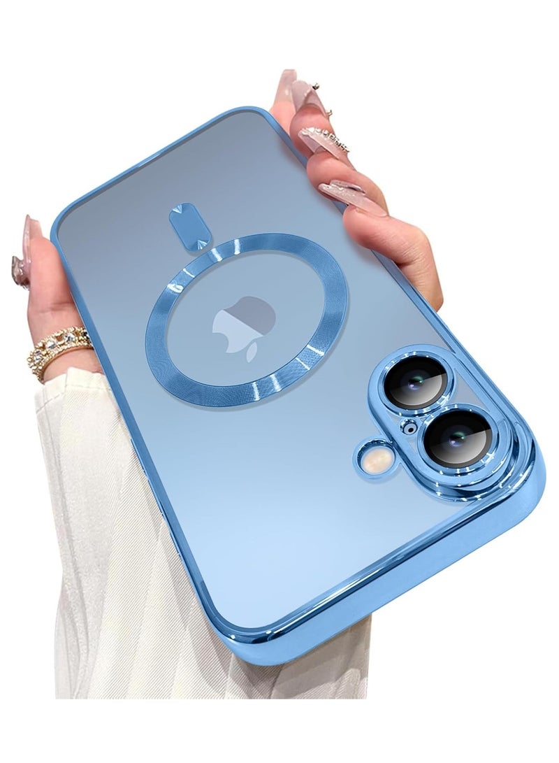 ELTRAZONE iPhone 16 Plus Magnetic Case with Built-in Camera Lens Protector – MagSafe Compatible, Soft TPU Anti-Scratch Shockproof Slim Clear Cover for Men & Women, Blue - Image 1