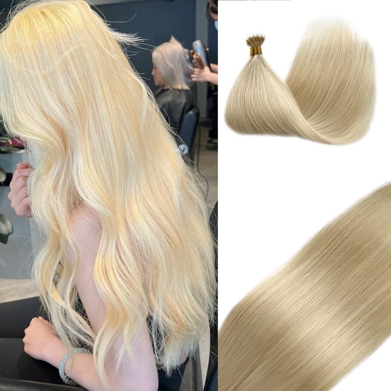 Smavida Nano Tip Human Hair Extensions Light Blonde Nano Ring Remy Hair Extensions Platinum Blonde Straight Nano Bead Hair Extensions 100 Real Human Hair Long Hair Nano Hair Extensions Blonde 24