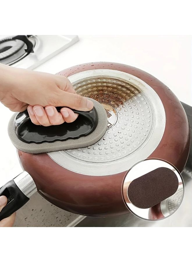 Black Emery Magic Sponge With Handle For Kitchen Cookware Rust Removal - Image 1