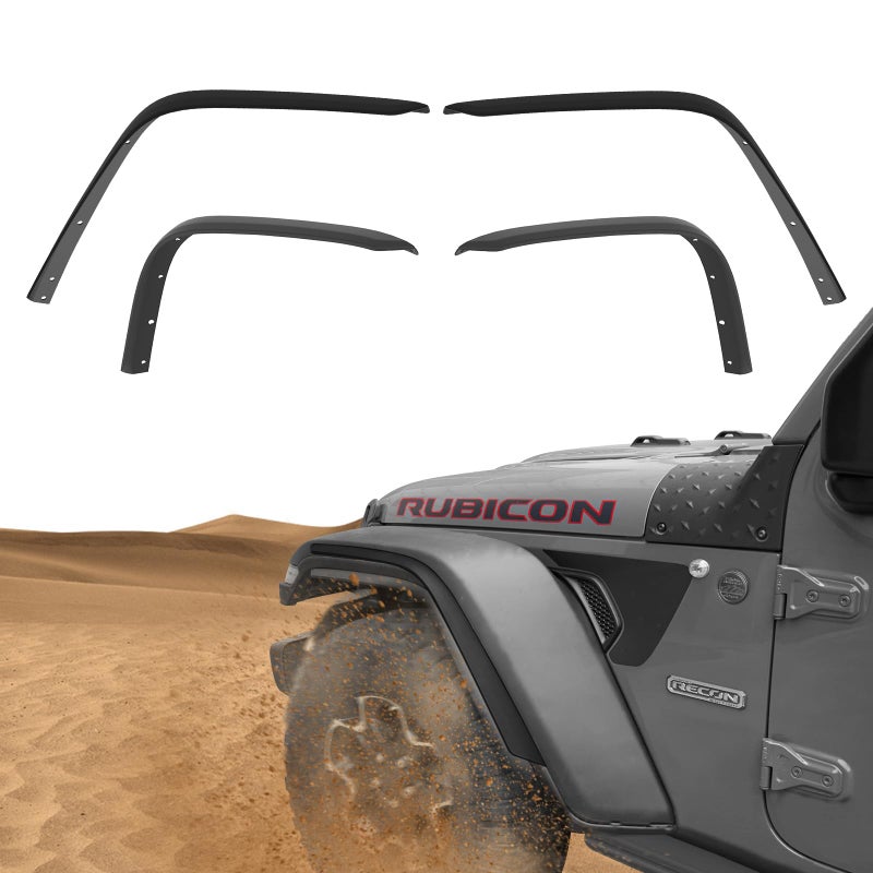 LitMiRaCle Fender Flares Extensions Compatible with 20182024 Jeep Wrangler JL JLU Unlimited 24 Doors Front Rear Wheel Flares Liner OffRoadNot for Sahara Only for High Fender Version 4 PCS
