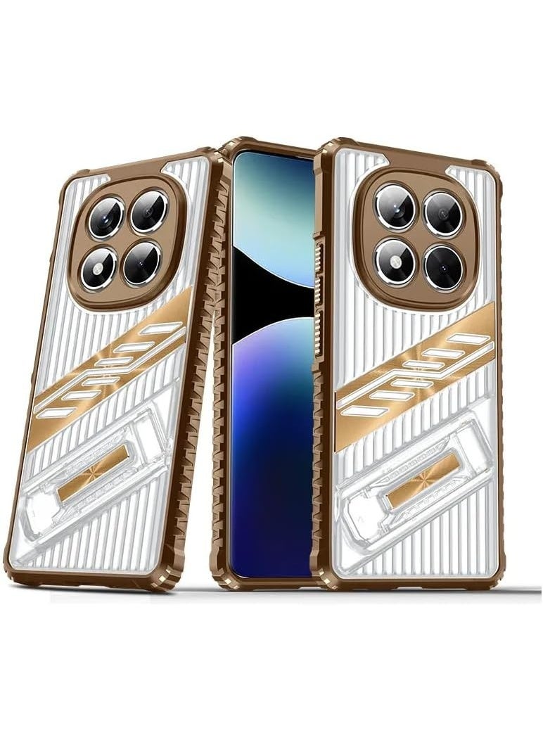 جولدن ماسك شاومى ريدمى نوت 14 برو 4جي (Xiaomi Redmi Note 14 Pro 4G) جراب ظهر عدسة حماية مع حامل (ذهبى)