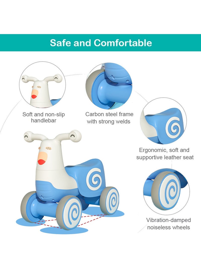 Sharpdo Children's Balance Bike for Toddlers 1-3 Years Old, Baby Walker Toy with Cute Cartoon Design, Safe and Stable Four-Wheel Structure, Comfortable Seat, Silent EVA Wheels, Puzzle Lights and Cool Music  - Image 3
