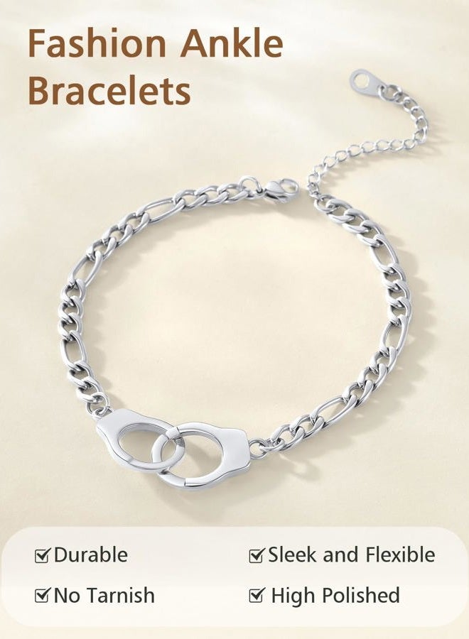 FindChic Handcuff Ankle Bracelets for Women Stainless Steel/18K Gold Plated/Black Infinity Custom Name Ankle Chain Jewelry Gift for Best Friends/Family, with Gift Box, 10.5 inches, Metal - Image 4