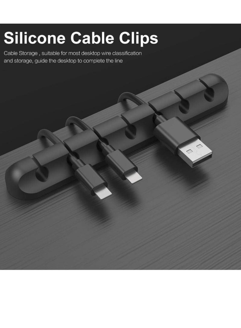 PAMEER 7-Hole Black Cable Organizer, Desktop Cable Organiser For Fixing Wires Data Cables Without Punching Holes, Wire Clips Holder Network Cable Clamps Power Cord And Charging Cables, Self-adhesive Tools - Image 2