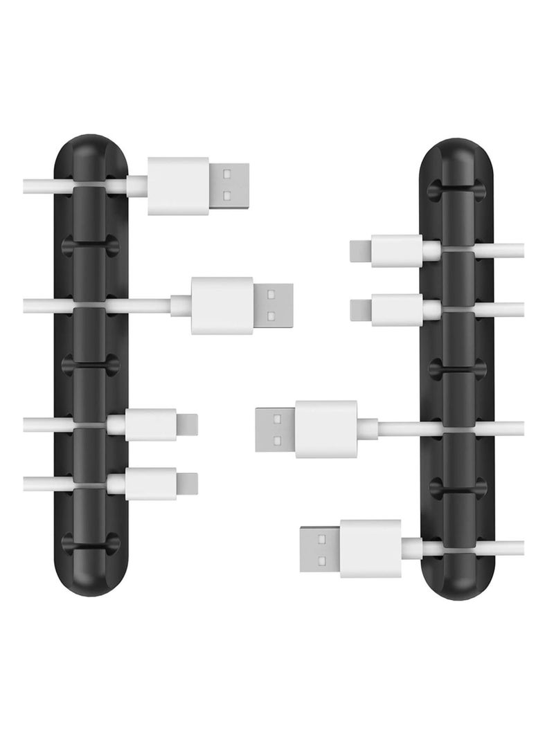 PAMEER 7-Hole Black Cable Organizer, Desktop Cable Organiser For Fixing Wires Data Cables Without Punching Holes, Wire Clips Holder Network Cable Clamps Power Cord And Charging Cables, Self-adhesive Tools - Image 3