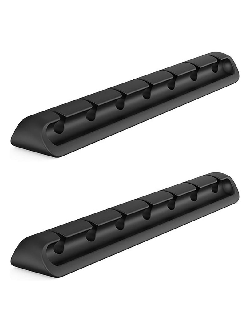 PAMEER 7-Hole Black Cable Organizer, Desktop Cable Organiser For Fixing Wires Data Cables Without Punching Holes, Wire Clips Holder Network Cable Clamps Power Cord And Charging Cables, Self-adhesive Tools - Image 5
