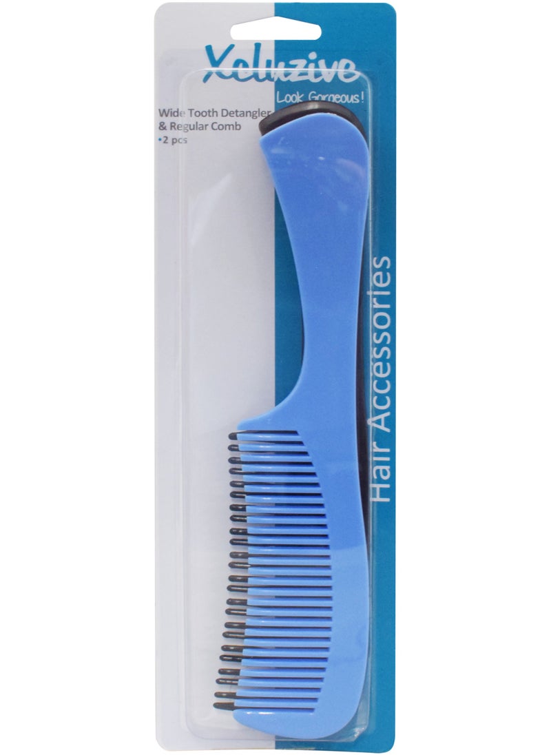Xcluzive X/Z Wide Tooth Detangler & Regular Combs 2 Pcs  - Image 1