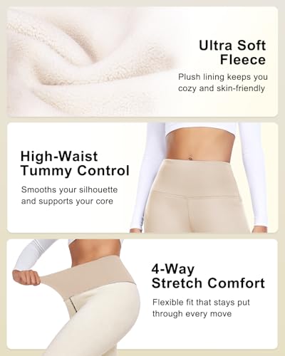 Aoliks Warm Fleece Lined Leggings Women Skin Colored - Thermal Winter Pants High Waist Squat Proof Thick Yoga Hiking Tights Nude - Image 4