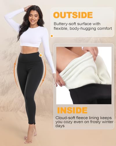 Aoliks Warm Fleece Lined Leggings Women Skin Colored - Thermal Winter Pants High Waist Squat Proof Thick Yoga Hiking Tights Nude - Image 5