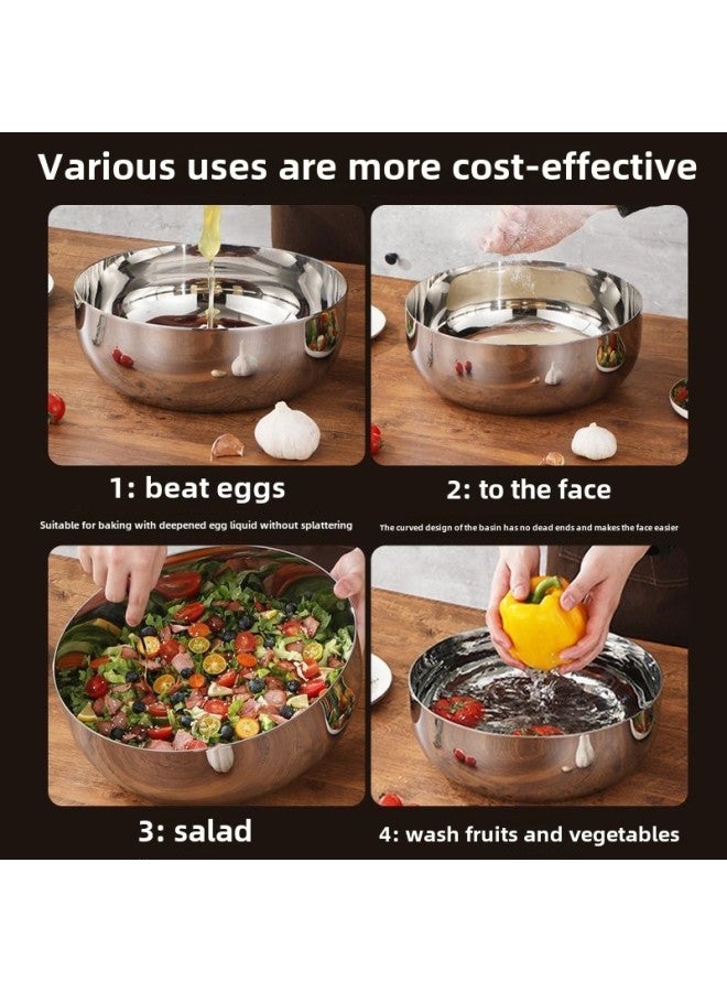 Food Grade Special Thick And Basins Household Non-stick Kneading Basin Large Soup Basin With Lid Egg Beating Hair Basin White Steel Basin Default-Specification:316l Upgraded 28cm No. 3 Basin With Cover-Colour:By Default - Image 5