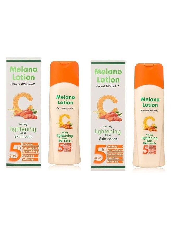 Melano Pharma 2 pieces of carrot and vitamin C skin lightening lotion, 300 ml