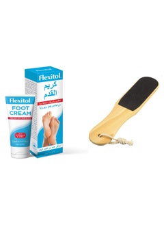 Flexitol Foot Cream for Feet and Legs 85G With Double Sided Foot Buffer 