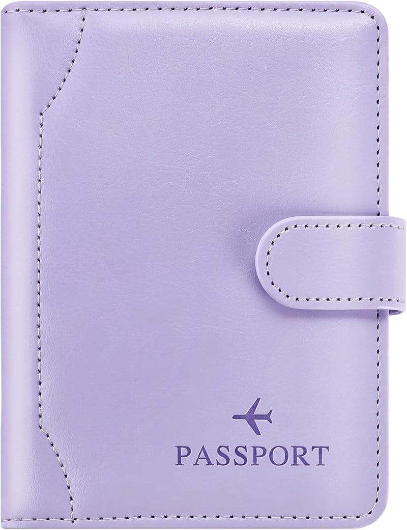 Herain Passport Holder & Case - Family Travel Combo With Passport & Vaccine Card Holder, D-magnetic clasp-light purple, Magnetic Clasp - Image 1