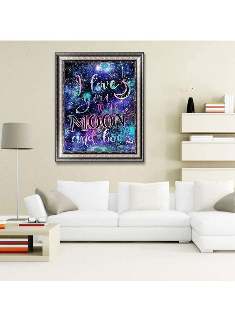 Captaintech DIY 5D Diamond Painting by Number Kits, Crystal Rhinestone Embroidery Paintings Pictures Arts Craft for Home Wall Decor, Full Drill, I Love You to The Moon and Back (11.8X15.7in) - Image 3