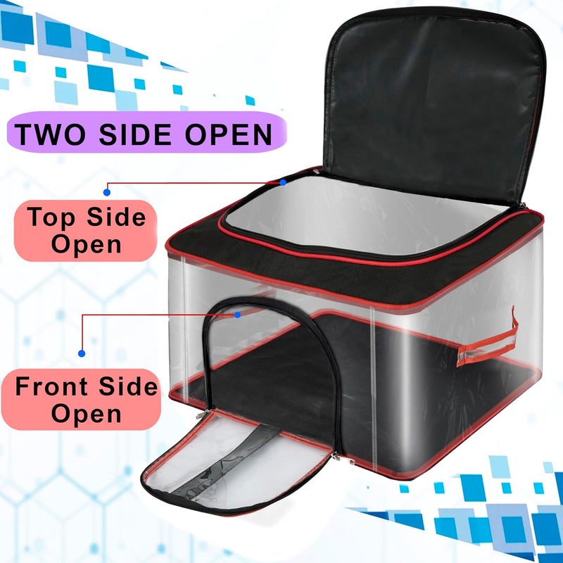 Storite 2 Pack Nylon 33 L PVC Transparent Clothes storage BagsSaree Covers with Zip for Storage Specially Design for Woman DressesSareesLehngas for Wardrobe OrganizerRedBlack 45 x30x26 cm - Image 3