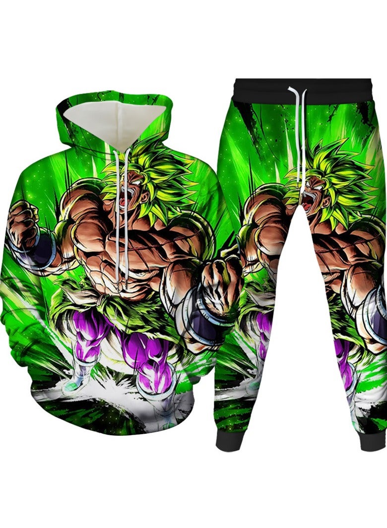 KUYING New Dragon Ball Print Hooded Pullover Ankle Binding Pants Sports Two-Piece Set  - Image 1
