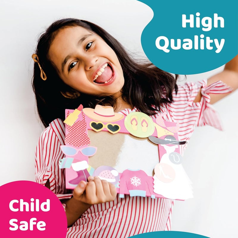 jackinthebox Fashion Themed Art and Craft Kit for Girls, 6 Craft Projects in 1 Box, Best Girl Gift for Ages 6 7 8 9 10 Years, Includes Beautiful Felt and Foam Embellishments (Little Fashionista 6-in-1) - Image 3