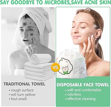 GothicBride Disposable Face Towel 100 Cotton Extra Thick Soft Facial Cotton Tissue Lint Free Dry Wipes NonWoven Fabric for Sensitive Skin - Image 5