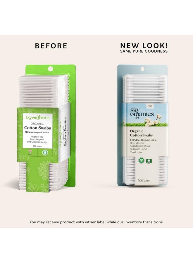 سكاي أورغانكس أعواد قطنية عضوية للبشرة الحساسة، 100% نقية معتمدة من منظمة جوتس للجمال والعناية الشخصية، 500 قطعة. - Image 2