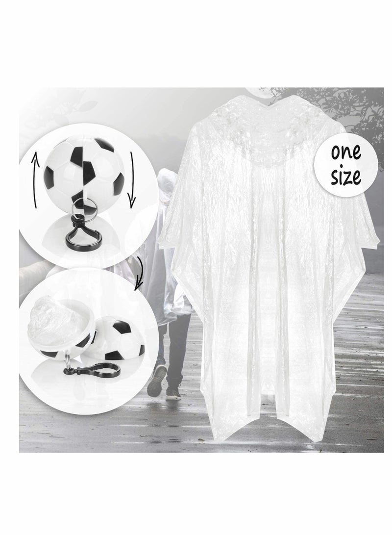 KASTWAVE Disposable Poncho, 3 x Soccer Ball Rain Poncho - Disposable Emergency Poncho for Concerts, Stadiums, Hiking, Camping in a Practical Transport Ball with Snap Hooks to Attach - Image 3