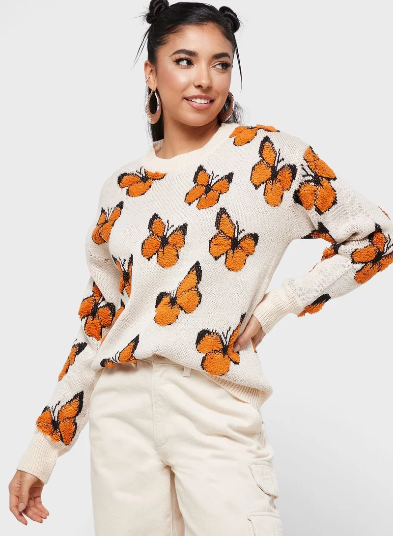 Ginger Butterfly Intarsia Sweater