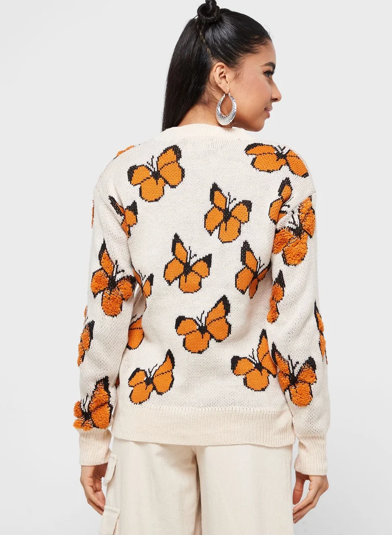 Ginger Butterfly Intarsia Sweater