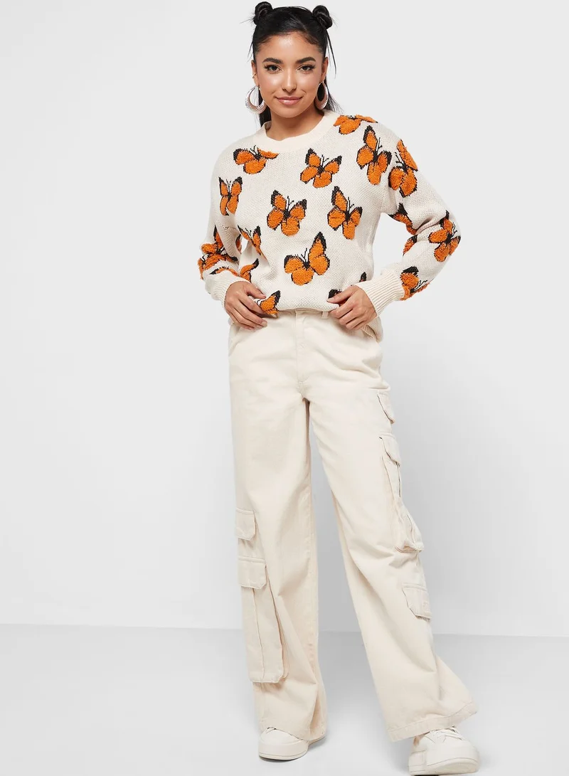 Ginger Butterfly Intarsia Sweater