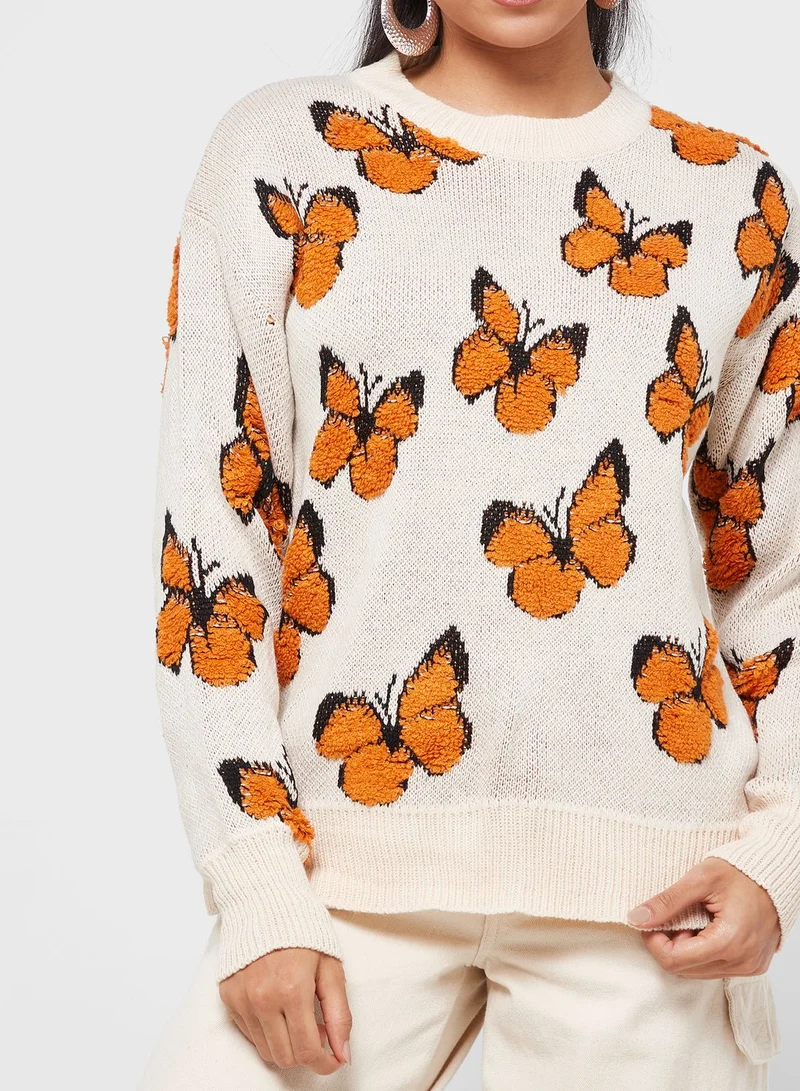 Ginger Butterfly Intarsia Sweater