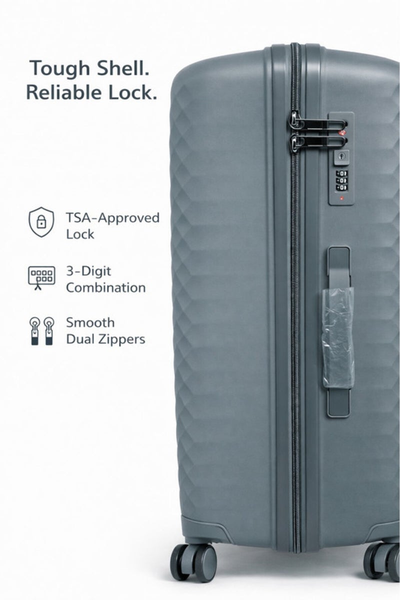 ELITE- Premium Hard-Shell Luggage 28 inch – Lightweight Spinner Suitcase – Dark Grey - Image 3