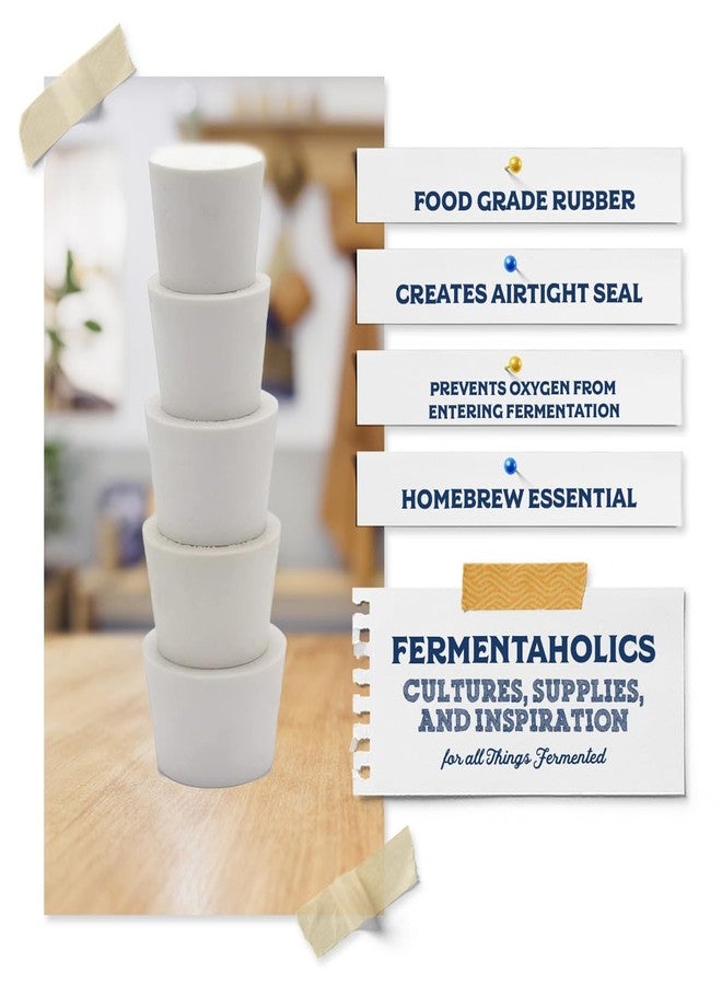 Fermentaholics Fermentation TPE Rubber Stoppers - Solid Bungs (#6 Stopper, 4-Pack) - Image 5