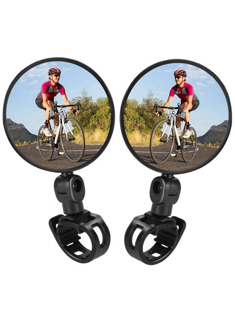 Adjustable Rotatable Bike Rear View Mirror, Plastic Convex Mirror for Mountain Road Bikes