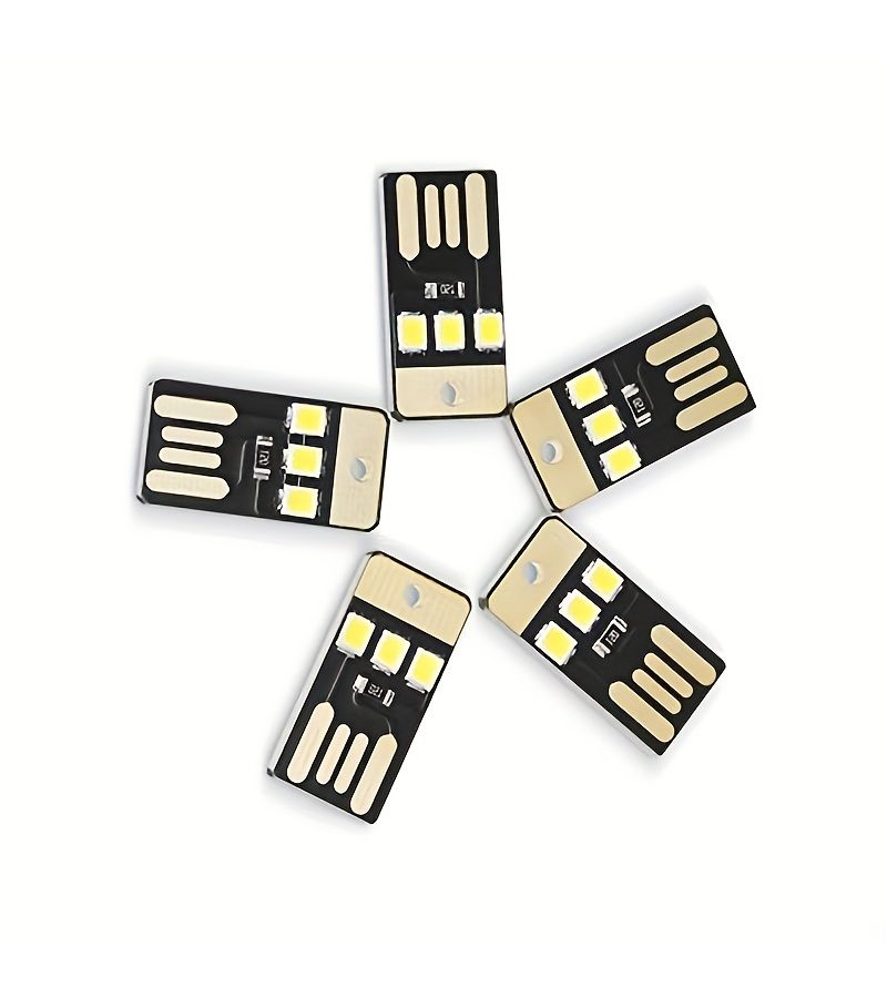 ٥ قطع من مصباح LED صغير يعمل بطاقة USB لإضاءة الليل، مصباح تخييم، لبنك الطاقة والكمبيوتر، بحجم بطاقة الائتمان فائق الصغر. - Image 2