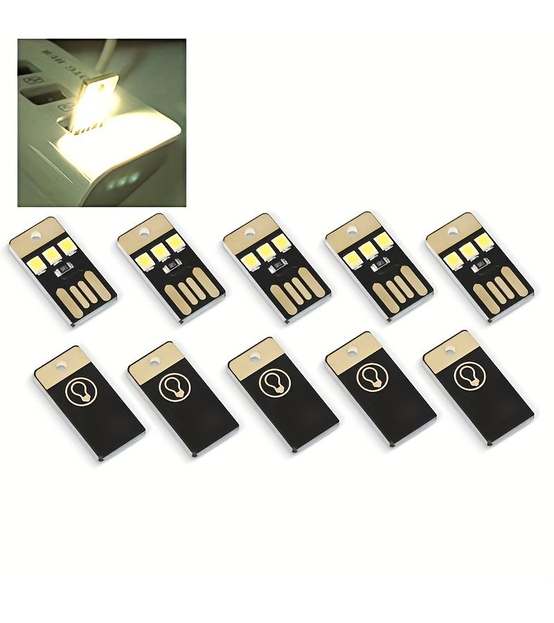 ٥ قطع من مصباح LED صغير يعمل بطاقة USB لإضاءة الليل، مصباح تخييم، لبنك الطاقة والكمبيوتر، بحجم بطاقة الائتمان فائق الصغر. - Image 1