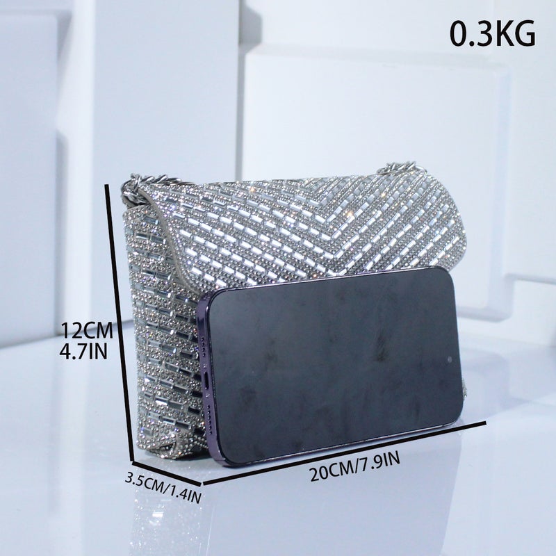 High-End Flash Diamond-Encrusted Evening Bag Clutch Bag Exquisite All-Match Gift Bag Prom Bag Crossbody Chain Women'S Bag - Image 4