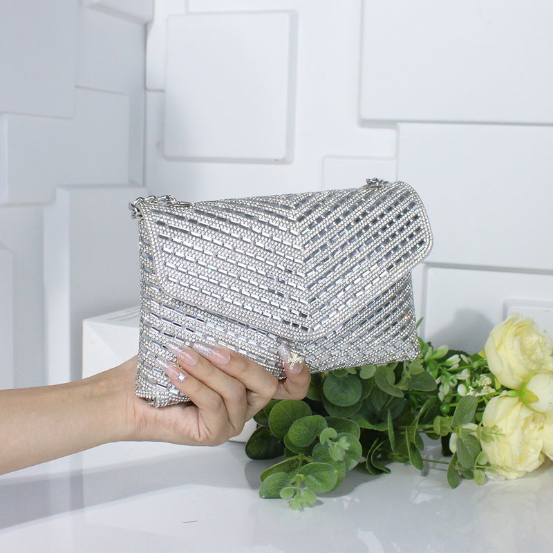 High-End Flash Diamond-Encrusted Evening Bag Clutch Bag Exquisite All-Match Gift Bag Prom Bag Crossbody Chain Women'S Bag - Image 3