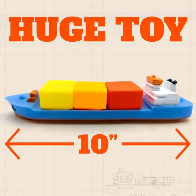 SplashEZ Boat Bath Toy for Kids | Mold Free Floating Toddler Bath Toys With No Hole for Water | Boat Ship Containers Ideal Size for Little Hands | Safe Durable for Tub Fun for Boys & Girls Ages 0 & Up - Image 2