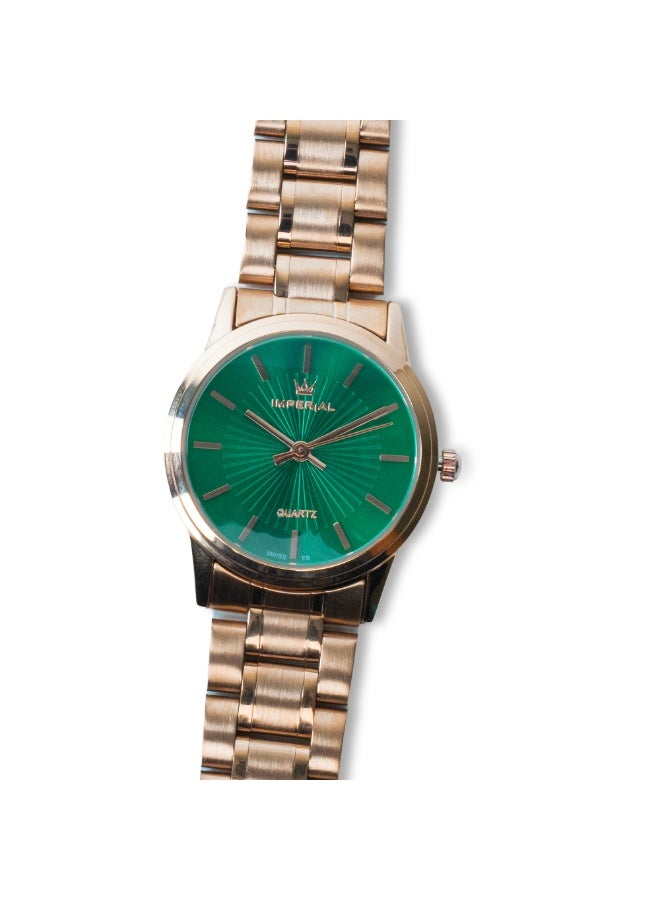 IMPERIAL Men's Rose Gold Stainless Steel Watch, Green Dial, Y121 Movement, Butterfly Clasp, 3ATM Watch for Men | IMP.GD6638L4506 - Image 3