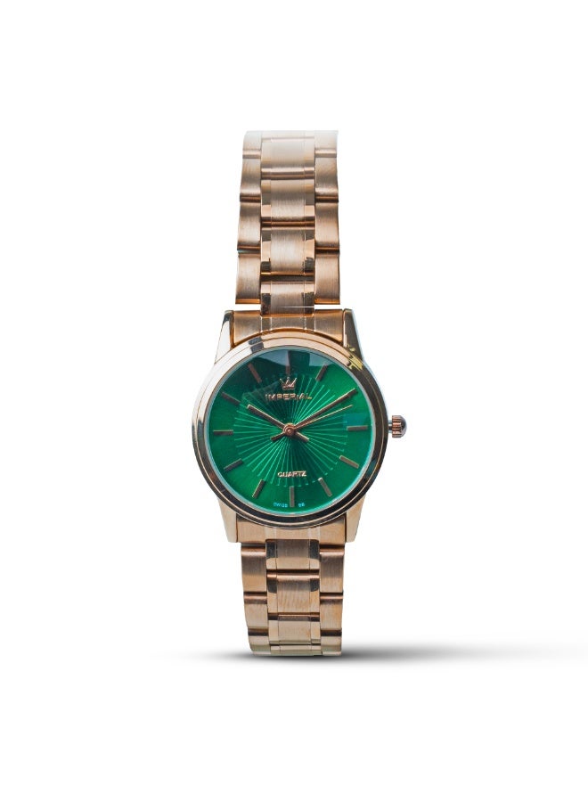 IMPERIAL Men's Rose Gold Stainless Steel Watch, Green Dial, Y121 Movement, Butterfly Clasp, 3ATM Watch for Men | IMP.GD6638L4506 - Image 1