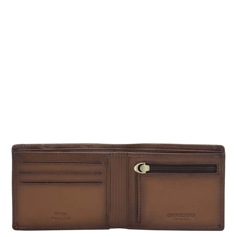Da Milano Cognac Bifold Leather Mens Wallet