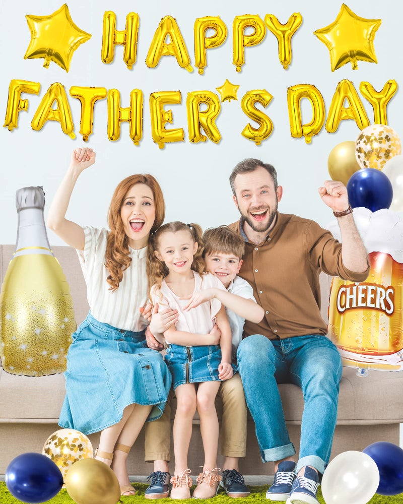 Lutoys 50 pcs Happy Father's Day Balloon Set Decorations for Party, Pack of Father's Day Banner Letters Party Supplies for Photo Booth Backdrop - Image 3