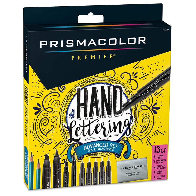 بريزما كالر Premier Advanced Hand Lettering Set With Illustration Markers Art Pens Pencils Eraser And Tips Pamphlet Adult Coloring 13 Count - Image 1