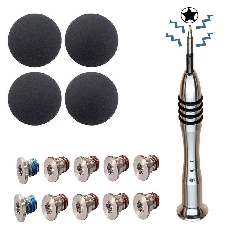 SLAUNT 4 Pack Rubber Feet 10pcs Repair Replacement Screw Compatible with Mac Book Pro Retina A1425 A1502 A1398 13" 15" Bottom Case Screw Rubber Feet and Screwdriver Repair kit - Image 1
